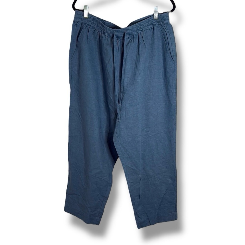 Grae Cove Blue Linen Cotton Pull On Pants Size XL Summer Beach Vacation